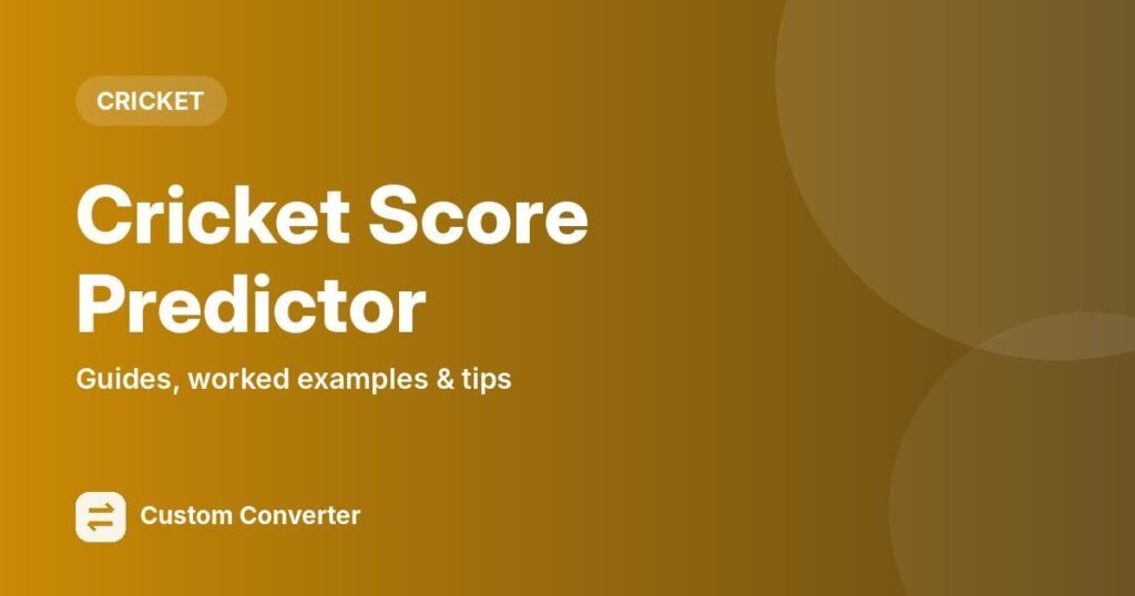 Cricket Score Predictor – free online tool guide