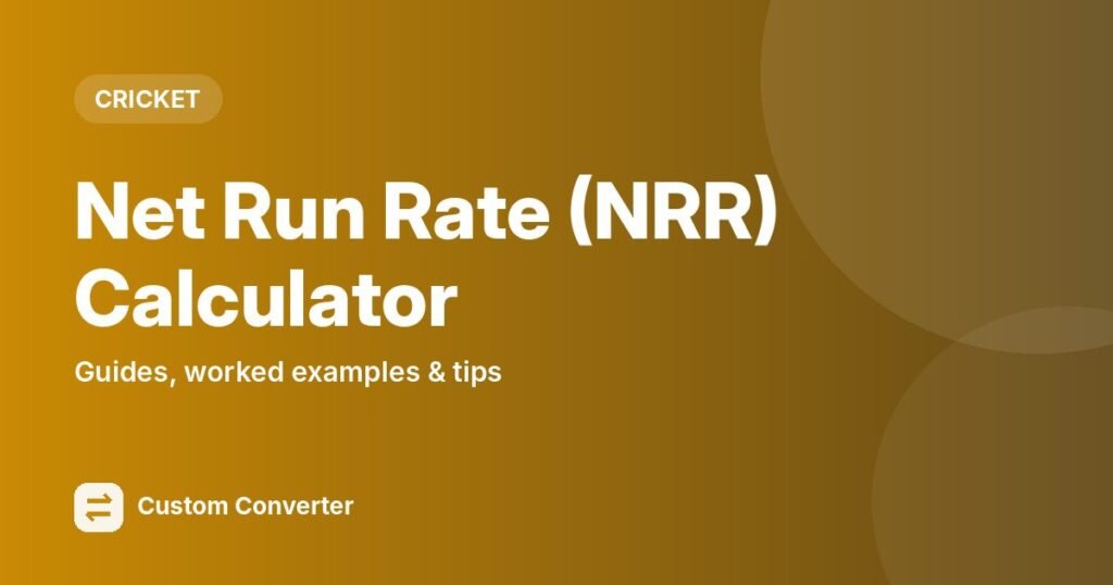Net Run Rate (NRR) Calculator – free online tool guide
