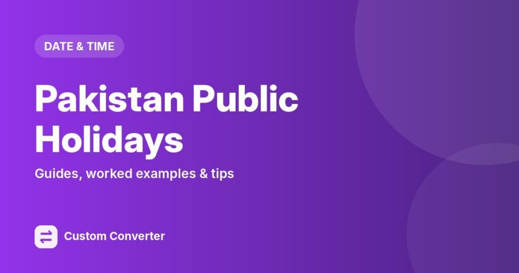 Pakistan Public Holidays – free online tool guide
